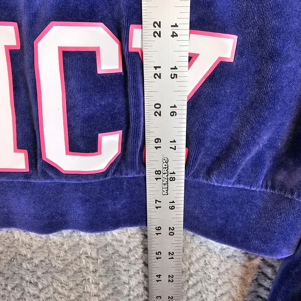 Juicy Couture Purple Velour Cropped Hoodie‎ Graphic Logo Sweatshirt Womens XS